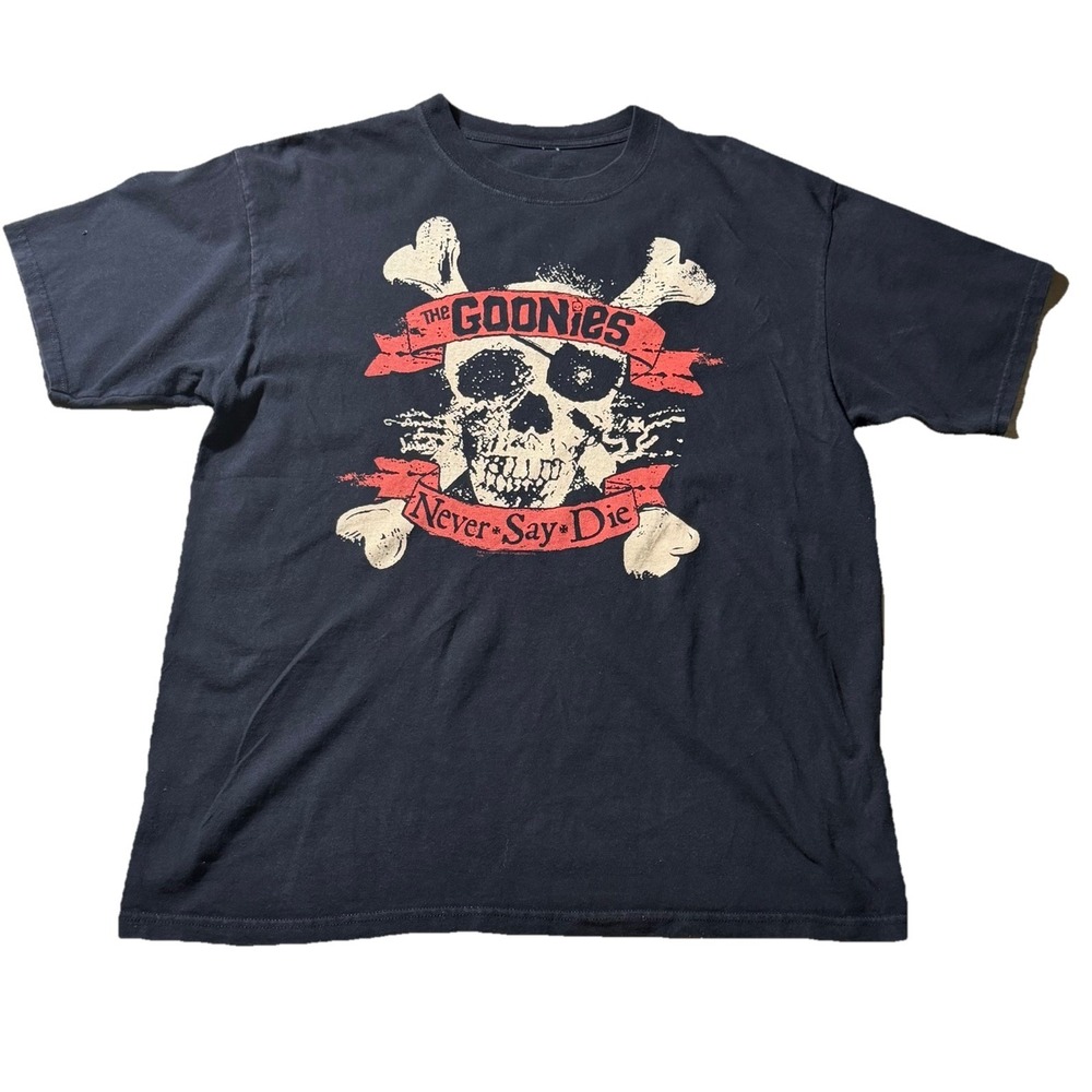 The Goonies Never Say Die Skull Graphic T Shirt Black Movie Tee Adult